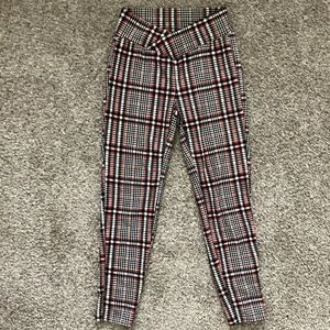 plaid shein crisscross pants